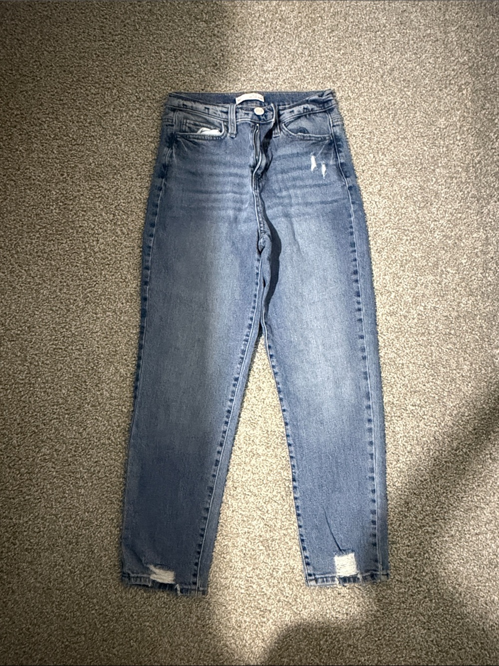 SO High-Rise Light Blue Distressed Mom Jeans